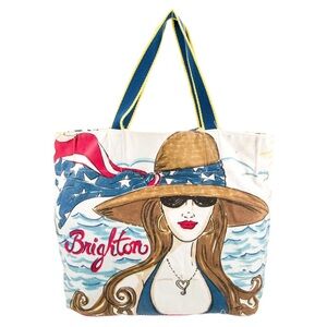 BRIGHTON Canvas Chic Ahoy Travel Bag beach bag red blue
